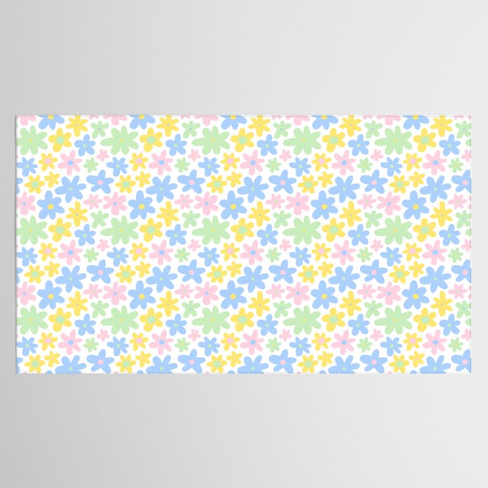 Colorful pastel flower art pattern Tablecloth Gallery Image 2