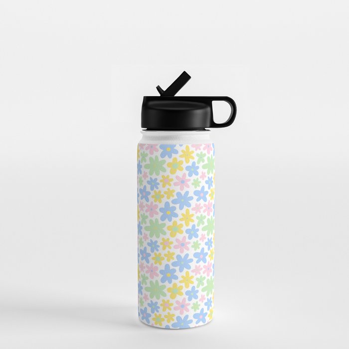 Colorful pastel flower art pattern Water Bottle Gallery Image 1