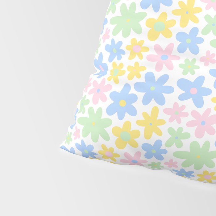 Colorful pastel flower art pattern Pillow Sham Gallery Image 4