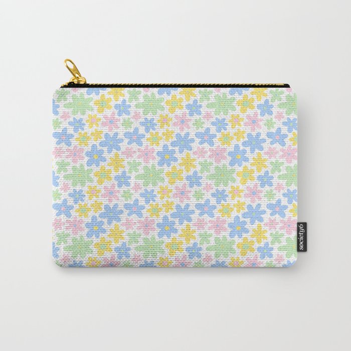 Colorful pastel flower art pattern Carry All Pouch Gallery Image 1