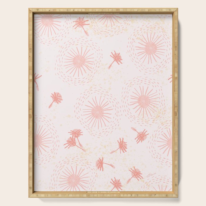 Make A Wish Dandelion Pattern in Pastel Pink & Peach Serving Tray Gallery Image 1