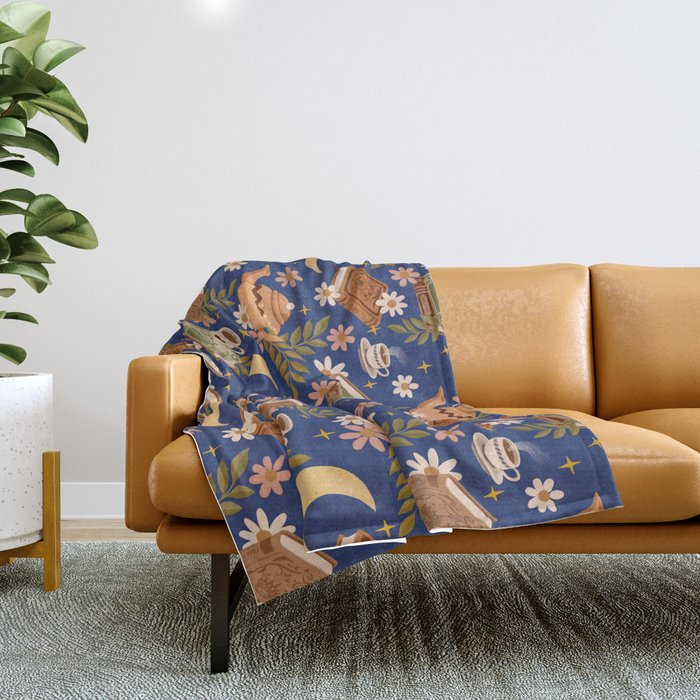 Cozy Evening In Blue Throw Blanket Gallery Image 1