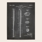 Baseball Bat Patent - Baseball Art - Black Chalkboard Poster Gallery Image 4