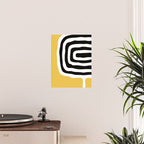 Mid Century Modern Atomic Rings 222 Yellow and Black Poster Gallery Image 2