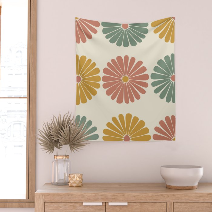 Retro Summer Daisies I Wall Tapestry Gallery Image 2