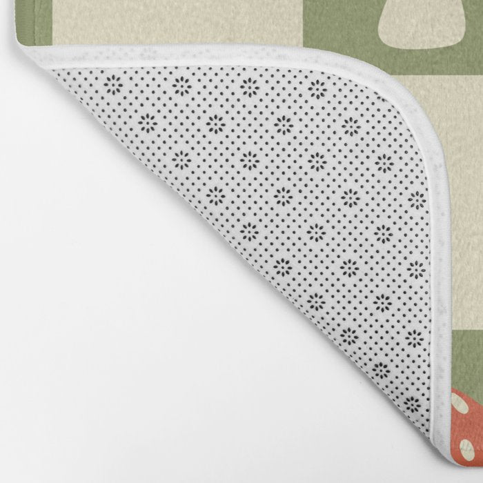 Mushroom Checkerboard Pattern Bath Mat Gallery Image 2
