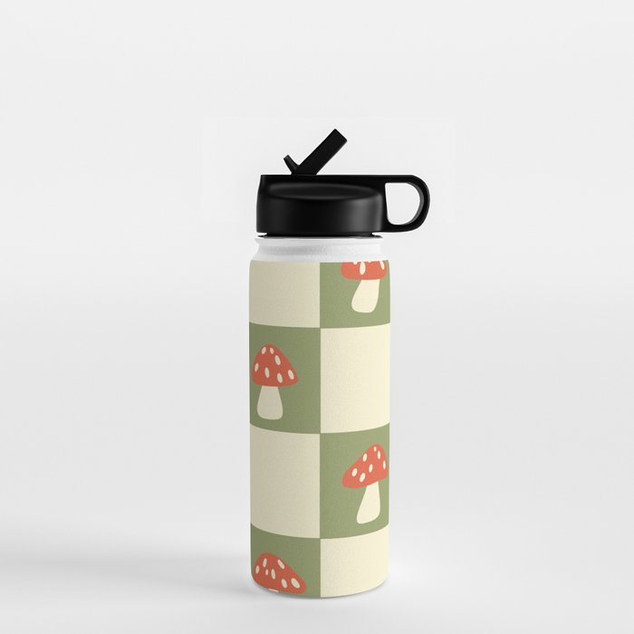 Mushroom Checkerboard Pattern Water Bottle Gallery Image 1