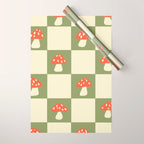 Mushroom Checkerboard Pattern Wrapping Paper Gallery Image 1