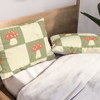 Mushroom Checkerboard Pattern Pillow Sham Gallery Image 2
