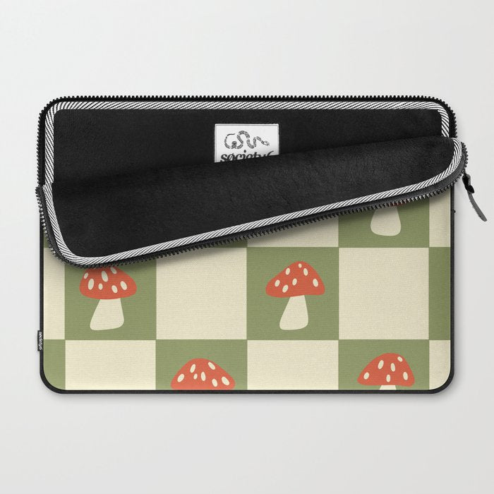 Mushroom Checkerboard Pattern Laptop Sleeve Gallery Image 2