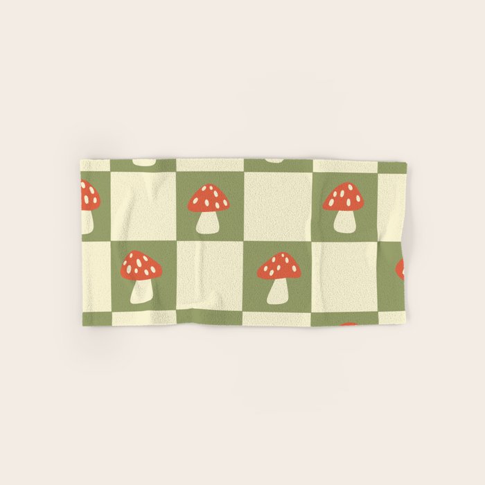 Mushroom Checkerboard Pattern Bath Towel Gallery Image 1