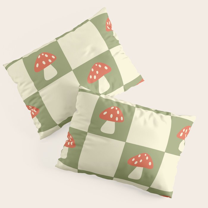 Mushroom Checkerboard Pattern Pillow Sham Gallery Image 3