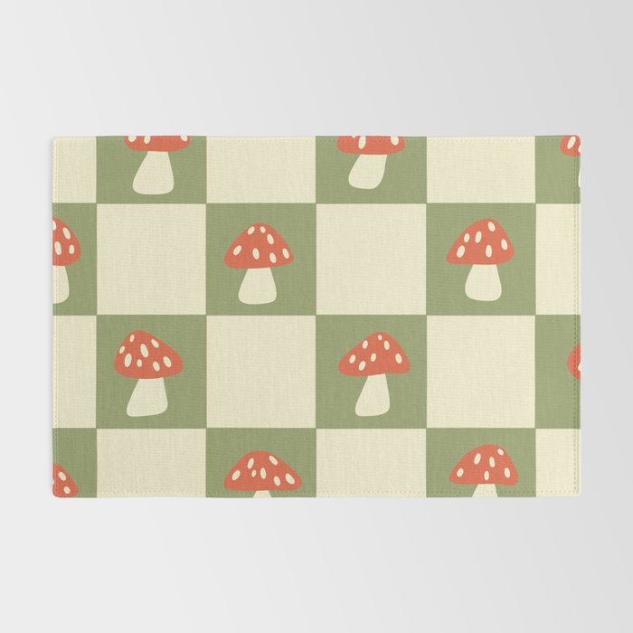 Mushroom Checkerboard Pattern Rug Gallery Image 2
