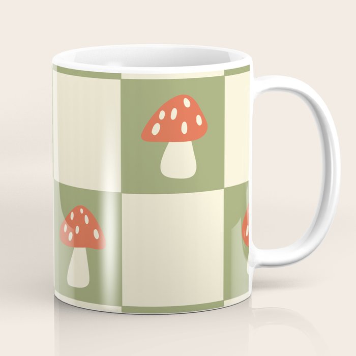 Mushroom Checkerboard Pattern Coffee Mug Gallery Image 1