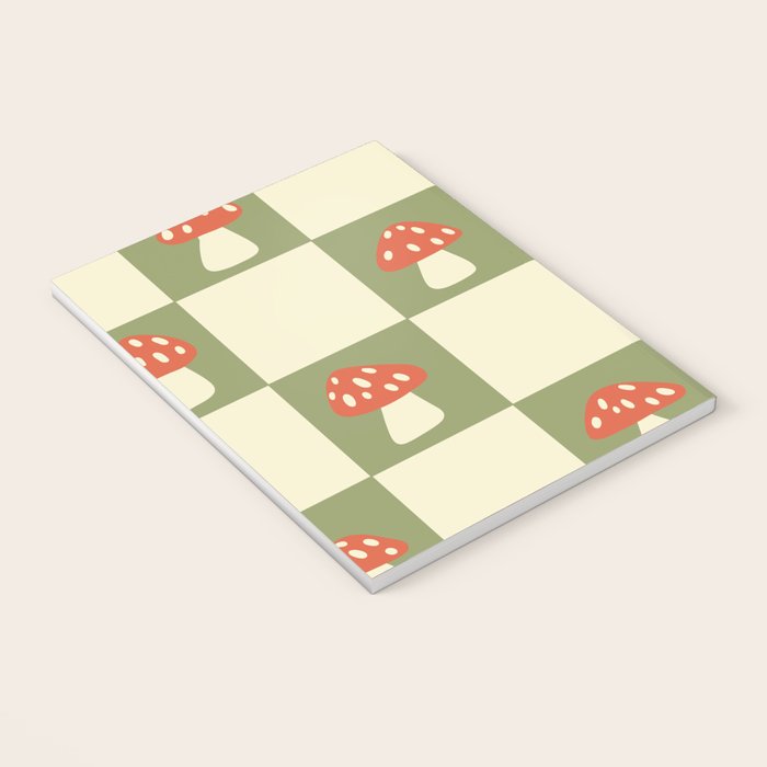 Mushroom Checkerboard Pattern Notebook Gallery Image 3