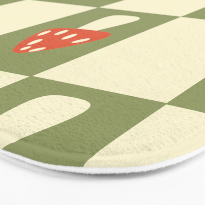 Mushroom Checkerboard Pattern Bath Mat Gallery Image 3