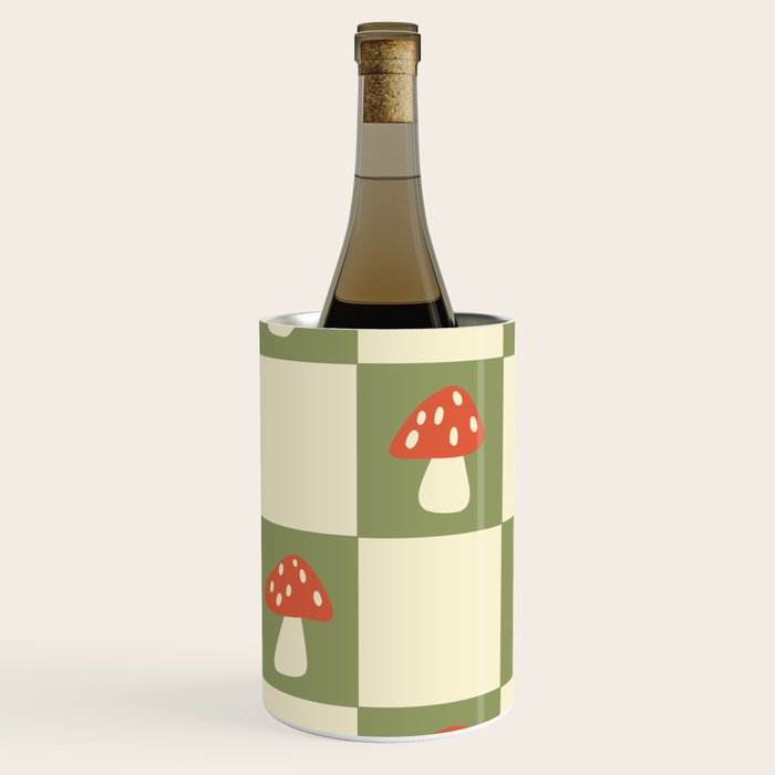 Mushroom Checkerboard Pattern Wine Chiller Gallery Image 3