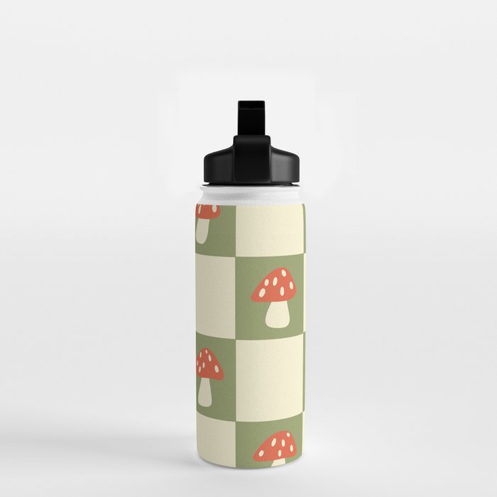 Mushroom Checkerboard Pattern Water Bottle Gallery Image 2