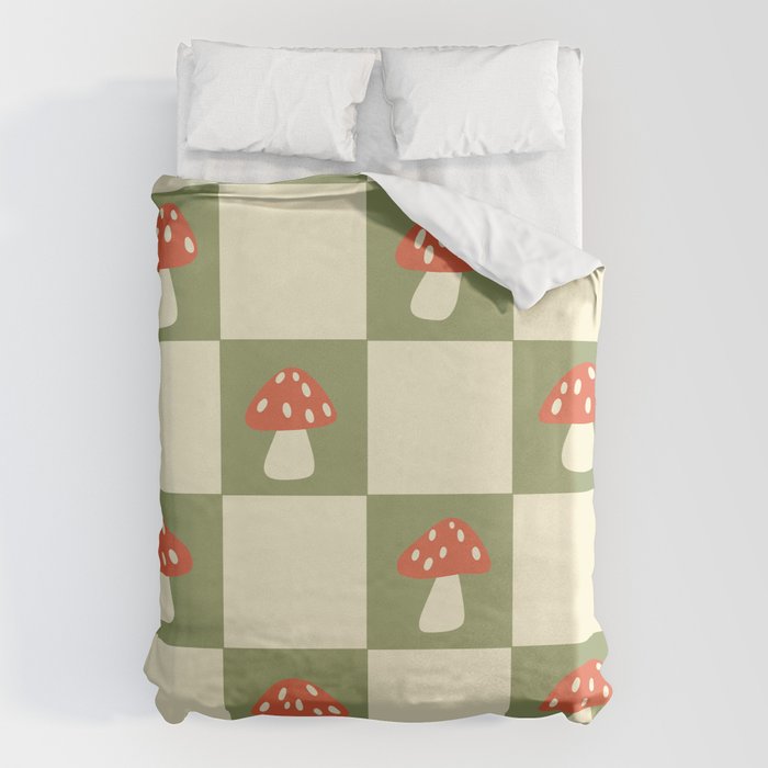 Mushroom Checkerboard Pattern Duvet Cover Gallery Image 1