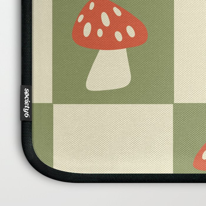 Mushroom Checkerboard Pattern Laptop Sleeve Gallery Image 3