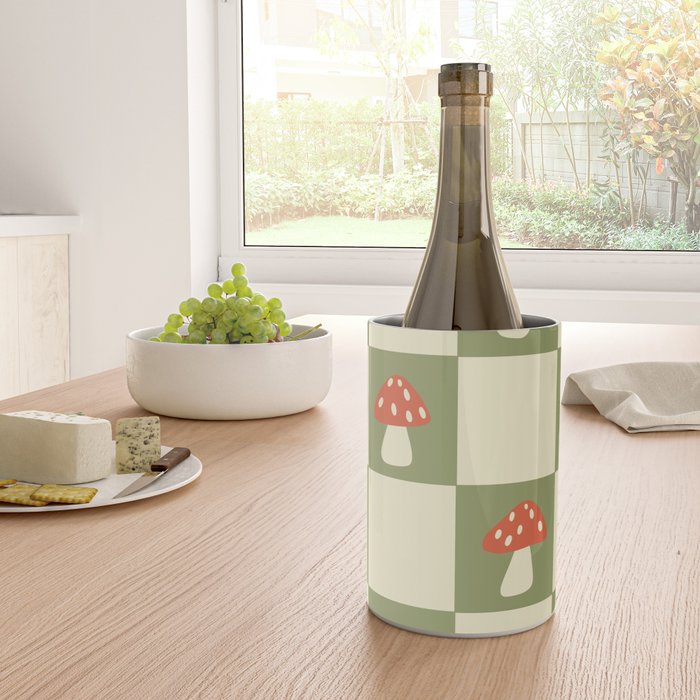Mushroom Checkerboard Pattern Wine Chiller Gallery Image 4