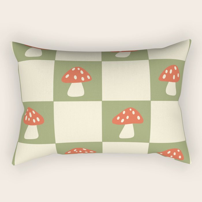 Mushroom Checkerboard Pattern Rectangular Pillow Gallery Image 1