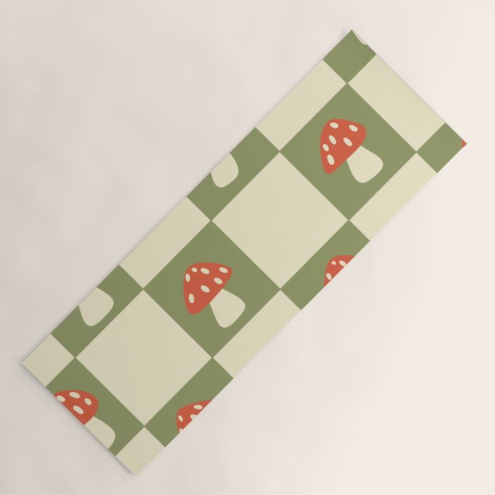 Mushroom Checkerboard Pattern Yoga Mat Gallery Image 1