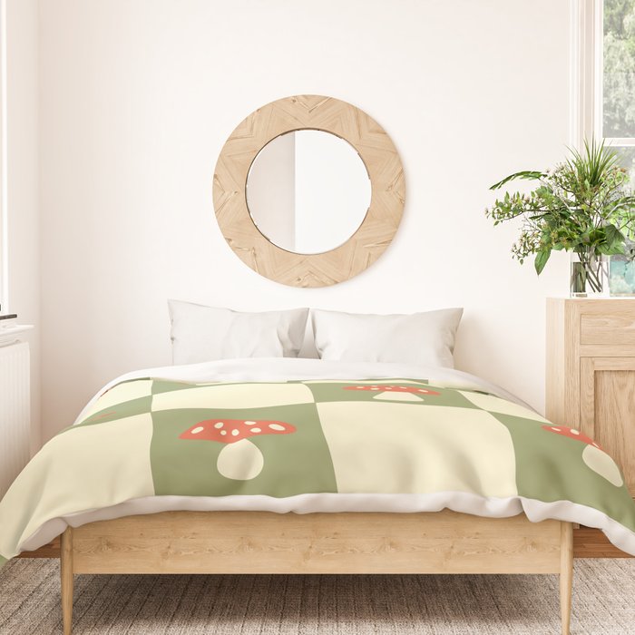 Mushroom Checkerboard Pattern Duvet Cover Gallery Image 3