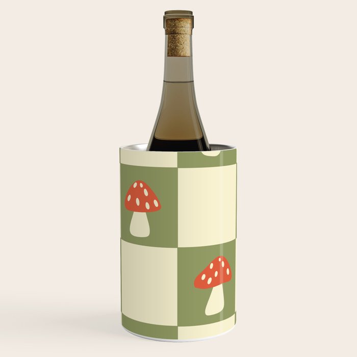 Mushroom Checkerboard Pattern Wine Chiller Gallery Image 1