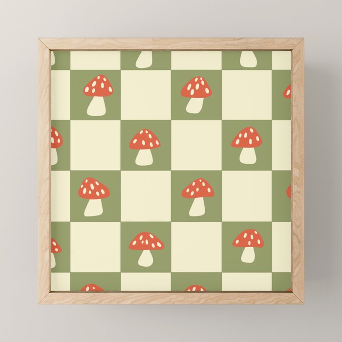 Mushroom Checkerboard Pattern Mini Art Print Gallery Image 1