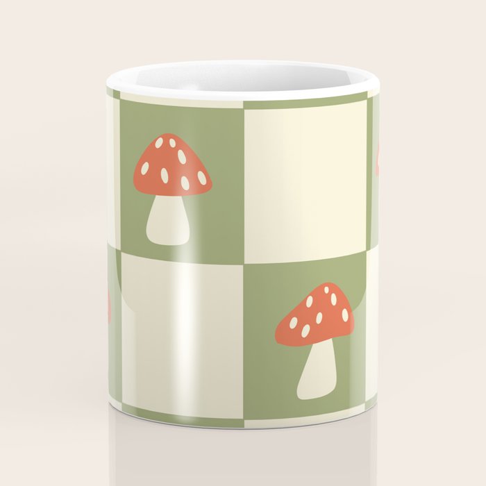 Mushroom Checkerboard Pattern Coffee Mug Gallery Image 4