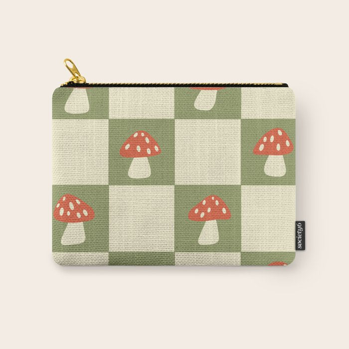 Mushroom Checkerboard Pattern Carry All Pouch Gallery Image 1
