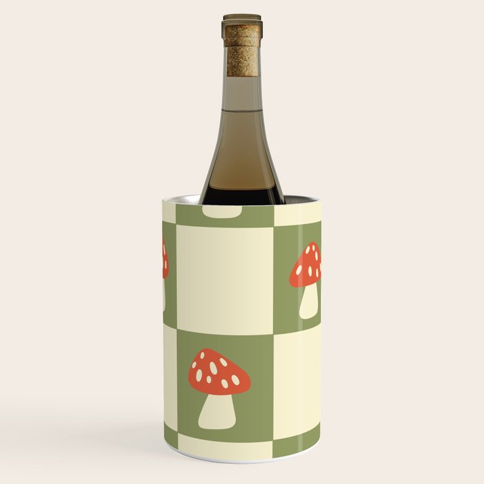 Mushroom Checkerboard Pattern Wine Chiller Gallery Image 2
