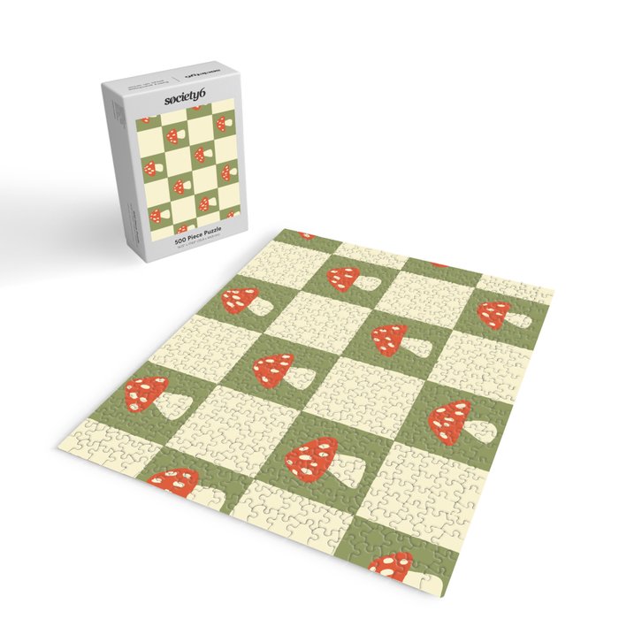 Mushroom Checkerboard Pattern Jigsaw Puzzle Gallery Image 2