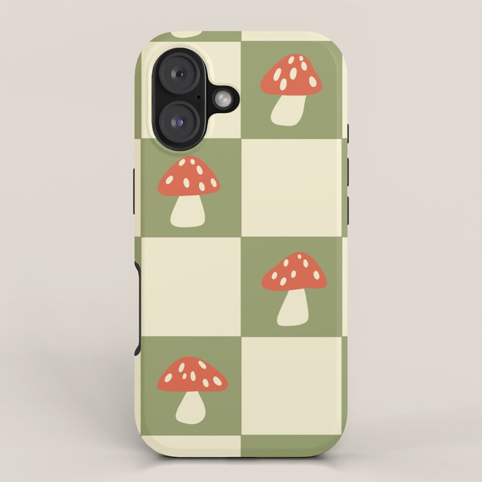 Mushroom Checkerboard Pattern iPhone Case Gallery Image 1