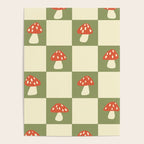 Mushroom Checkerboard Pattern Poster Gallery Image 4