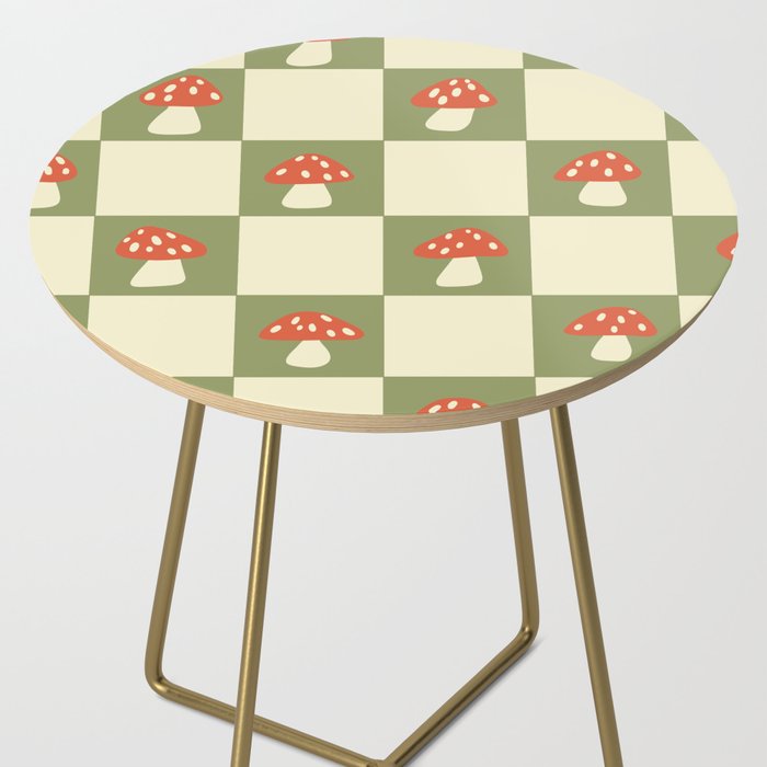 Mushroom Checkerboard Pattern Side Table Gallery Image 2
