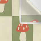 Mushroom Checkerboard Pattern Wall Tapestry Gallery Image 3