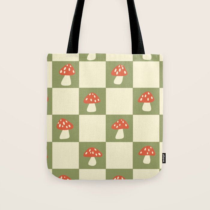 Mushroom Checkerboard Pattern Tote Bag Gallery Image 1