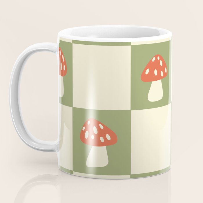 Mushroom Checkerboard Pattern Coffee Mug Gallery Image 3
