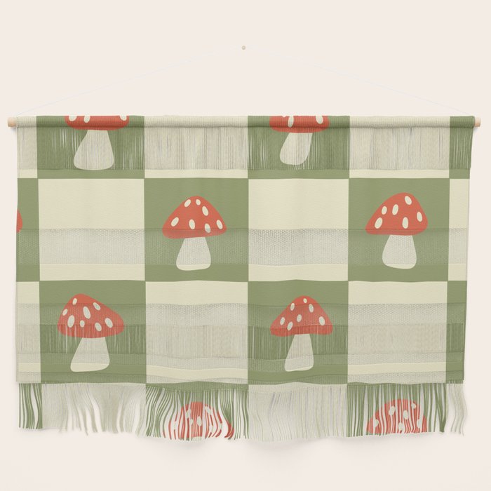Mushroom Checkerboard Pattern Wall Hanging Gallery Image 1