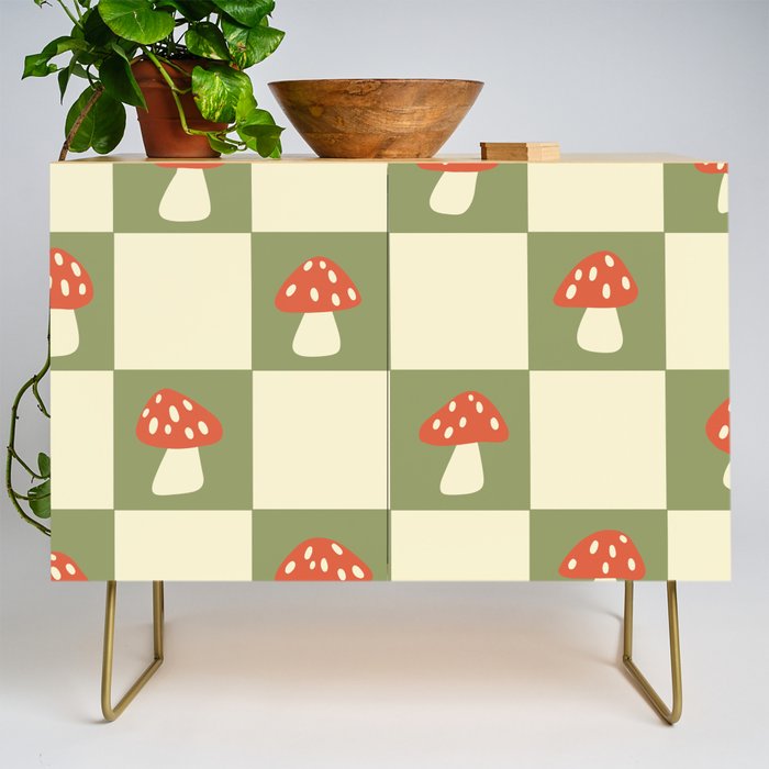 Mushroom Checkerboard Pattern Credenza Gallery Image 1