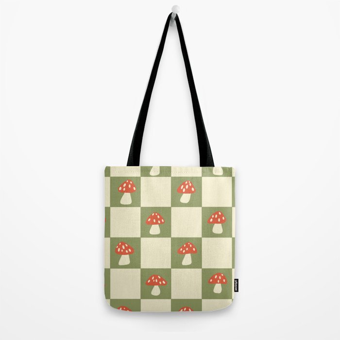 Mushroom Checkerboard Pattern Tote Bag Gallery Image 2