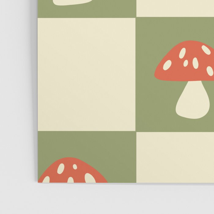 Mushroom Checkerboard Pattern Poster Gallery Image 3