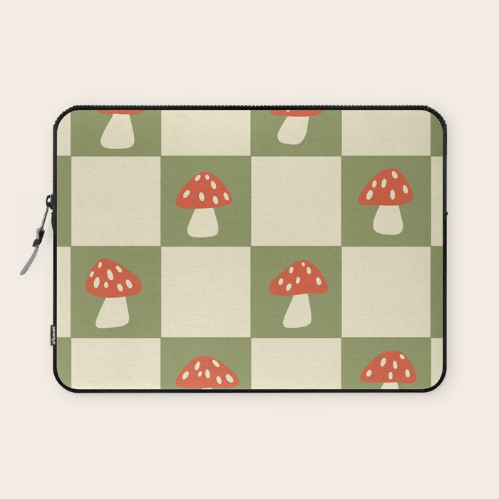 Mushroom Checkerboard Pattern Laptop Sleeve Gallery Image 1