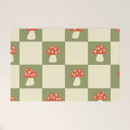 Mushroom Checkerboard Pattern Welcome Mat Gallery Image 1