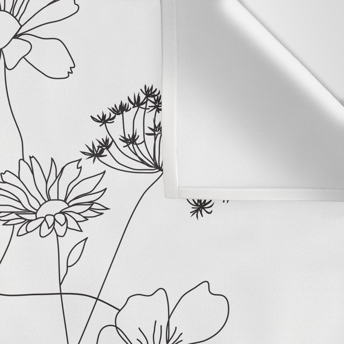 Minimal Line Art Woman with Flowers III Wall Tapestry Gallery Image 3