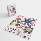 Cute, Festive, Flower Garden, Floral Prints, Pink and Blue Jigsaw Puzzle Gallery Image 2