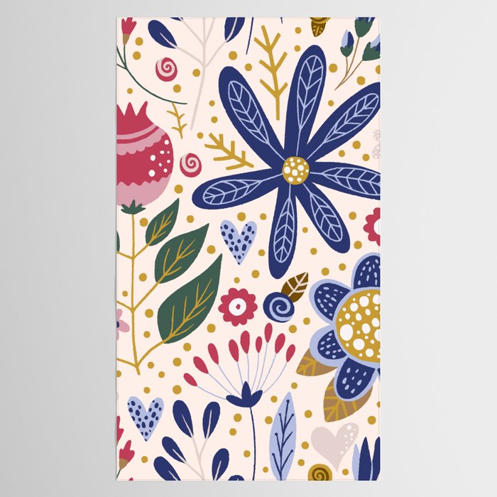 Cute, Festive, Flower Garden, Floral Prints, Pink and Blue Tablecloth Gallery Image 2