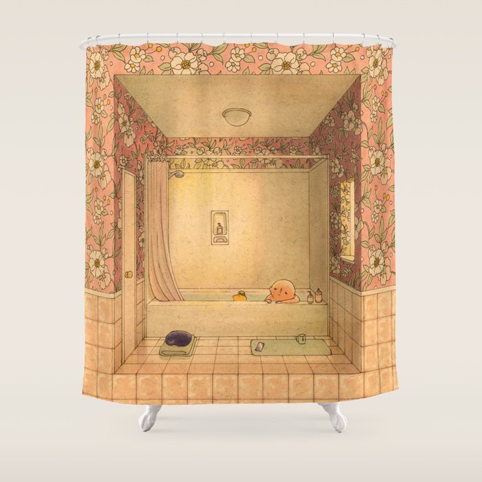 Bath in Pink Shower Curtain Gallery Image 1